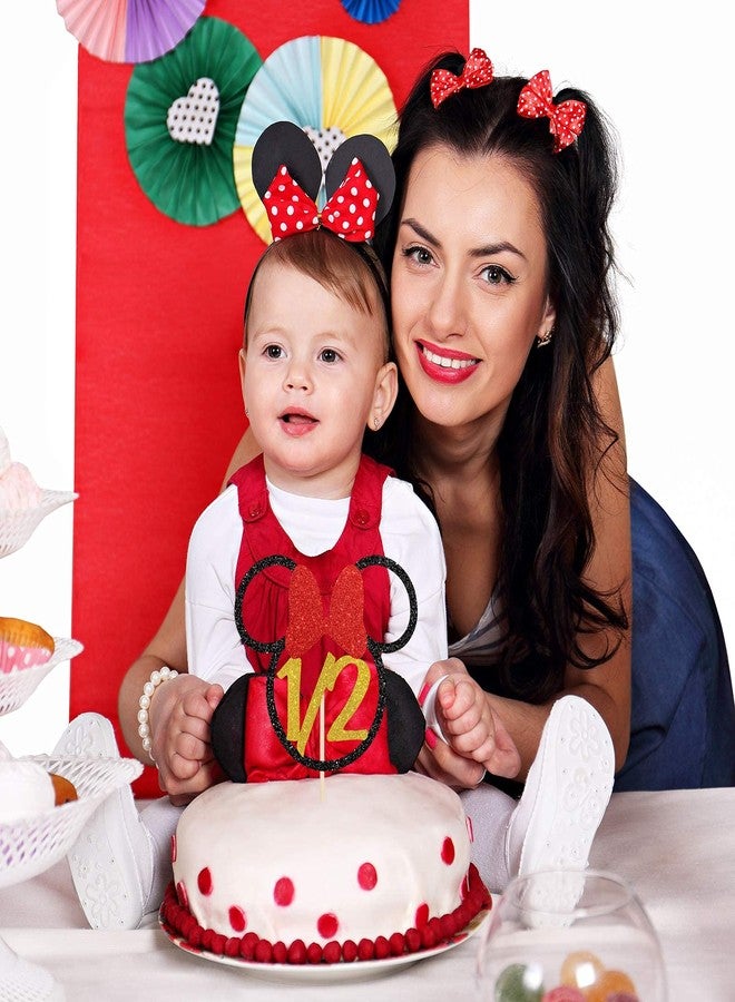Festiko Tricolor Glitter 1/2 Birthday Cake Topper for Baby 6 Months/Baby Girl Half Year Old Birthday Anniversary Party Decorations - Black Gold Red - Image 5